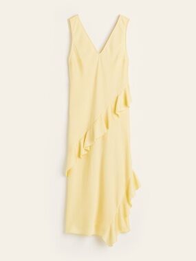 H&M Butter Yellow Ruffle Midi Dress